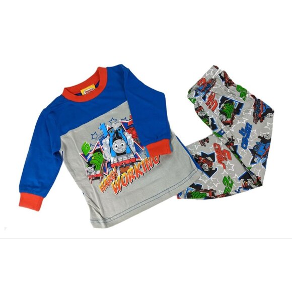 Thomas & Friends Pajama Set Boys 2T Gray Blue Cotton Long Sleeve 2-Piece NWT - Picture 4 of 8